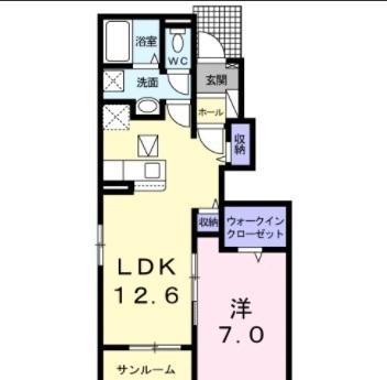SUN16ヒロ Ⅲ(1LDK/1階)の間取り写真