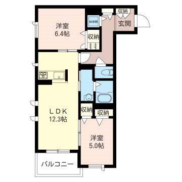 エクセランシャトー(2LDK/1階)の間取り写真