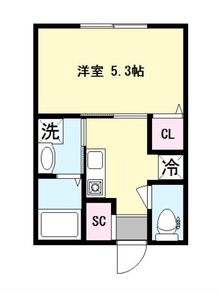 ブラン霞(1K/1階)の間取り写真