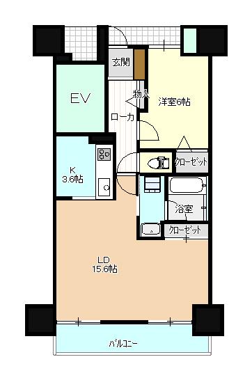 アルファライフ新山口(1LDK/10階)の間取り写真