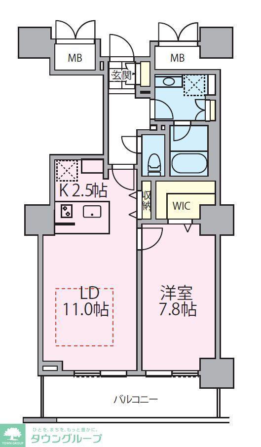 ロイヤルパークスタワー南千住(1LDK/4階)の間取り写真