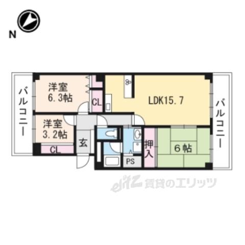 グランドメゾン守山1番館(3LDK/6階)の間取り写真