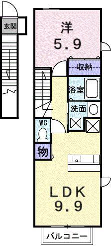 アイ・ビーコートA(1LDK/2階)の間取り写真