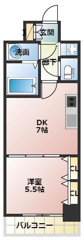 PHOENIX難波イースト(1DK/3階)の間取り写真