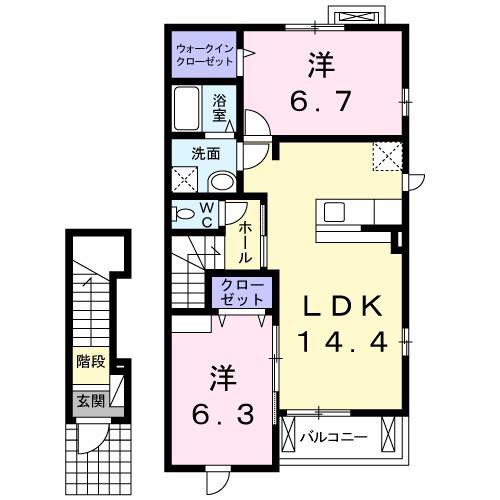 サン・スカイIII(2LDK/2階)の間取り写真