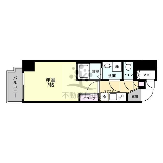 ガーディアンズパレス難波(1K/4階)の間取り写真