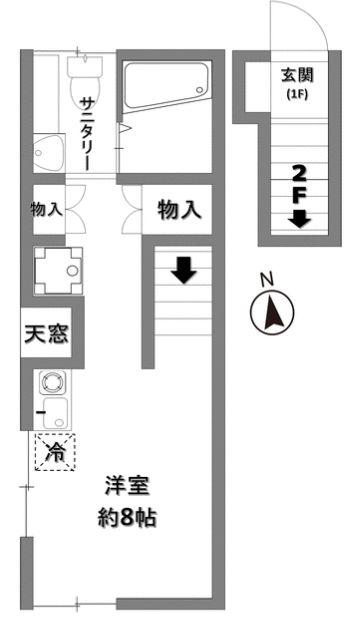 カルテット池袋(ワンルーム/2階)の間取り写真