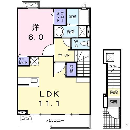 シャルマン花みずき(1LDK/2階)の間取り写真