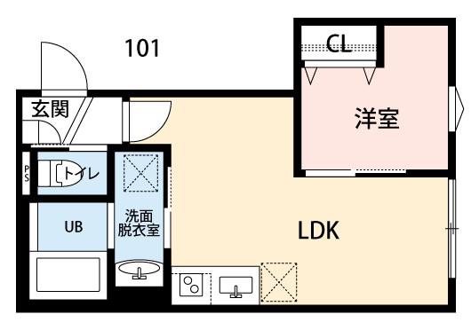 CRECIA津田沼(1LDK/1階)の間取り写真