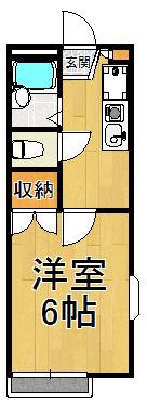 PARKAVENUE西野館(1K/2階)の間取り写真