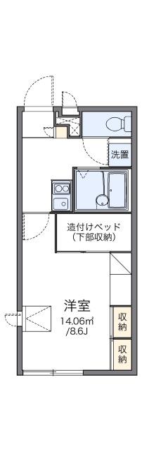 レオパレス多聞三ツ池(1K/1階)の間取り写真