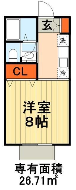 ルミエール末広(1K/2階)の間取り写真