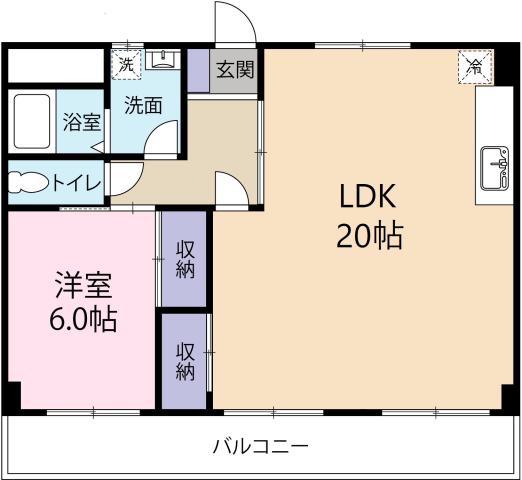 ヴィラアンソレイエ藍住(1LDK/6階)の間取り写真