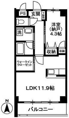 アンソレイユ国立(1LDK/3階)の間取り写真