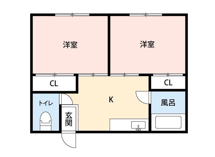 小林アパートB号(2DK/1階)の間取り写真
