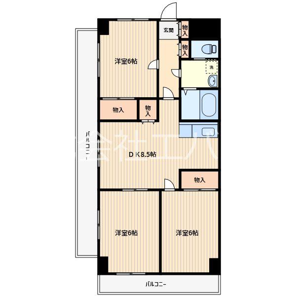 ひまわりマンション(3DK/1階)の間取り写真