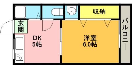 ビラ高倉(1DK/2階)の間取り写真