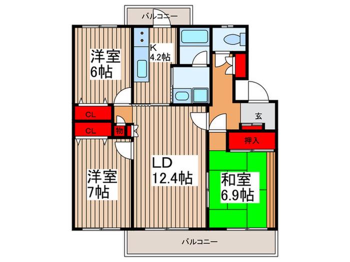 L-PLACE浦和(3LDK/3階)の間取り写真