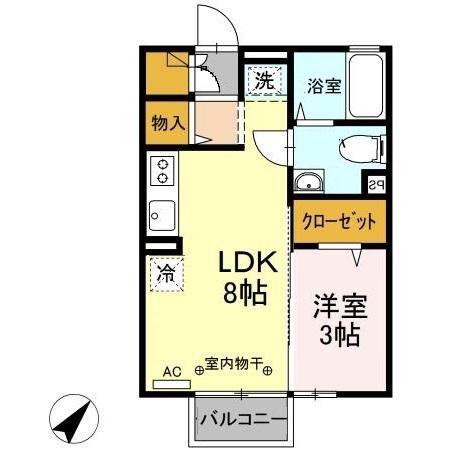 ＪＲ横須賀線 大船駅 徒歩27分 2階建 築19年(1LDK/2階)の間取り写真