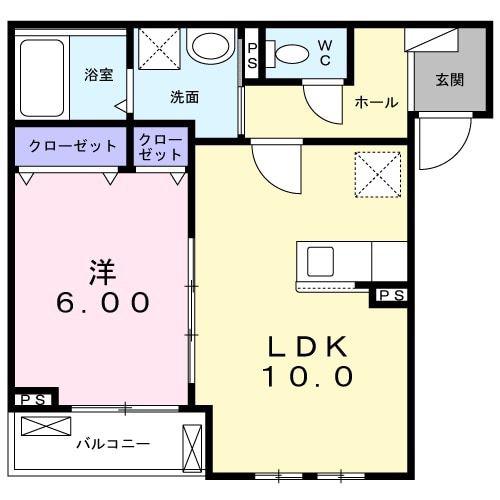 LUCE(1LDK/3階)の間取り写真