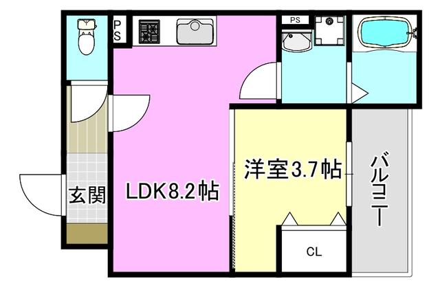 フォレ下穂積(1LDK/1階)の間取り写真