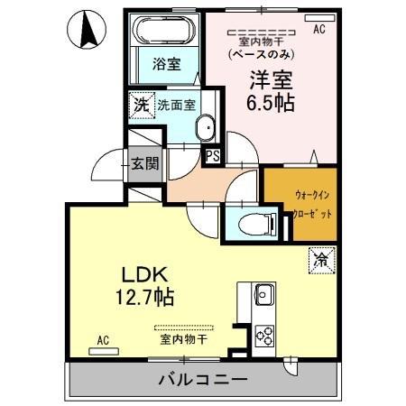 サザンヒルズB(1LDK/2階)の間取り写真