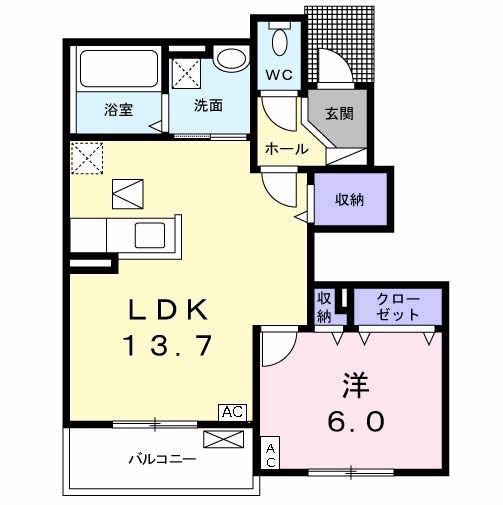 ルポーゼ・エスパスII(1LDK/1階)の間取り写真