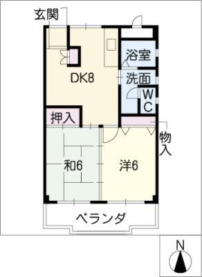 ピア鶴里(2DK/3階)の間取り写真