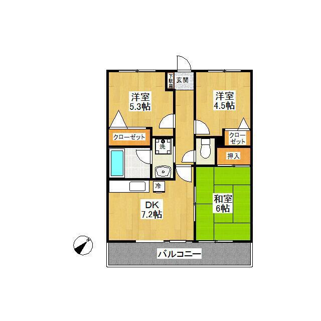 サンカーラ壱番館(3DK/3階)の間取り写真