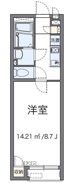 レーブウィン(1K/1階)の間取り写真