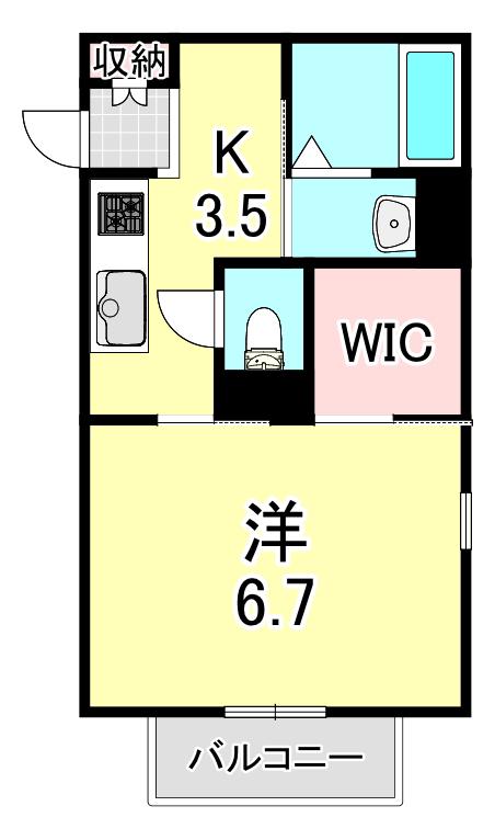 シャーメゾン芦屋(1K/2階)の間取り写真
