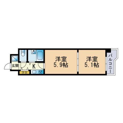 セピア西公園(2K/10階)の間取り写真