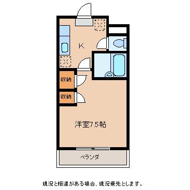 ウィロー村田屋(1K/3階)の間取り写真