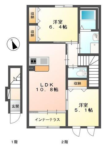 メゾン・ド・エトワール(2LDK/2階)の間取り写真