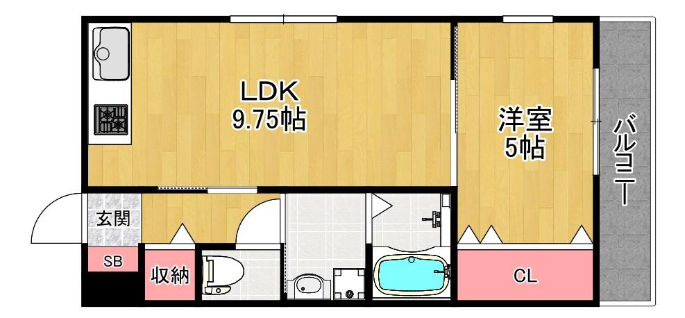 グランシャリオ招提I(1LDK/2階)の間取り写真