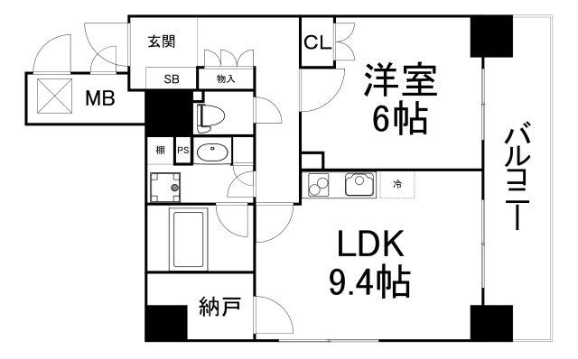 エル・セレーノ上本町レジデンス(1LDK/3階)の間取り写真