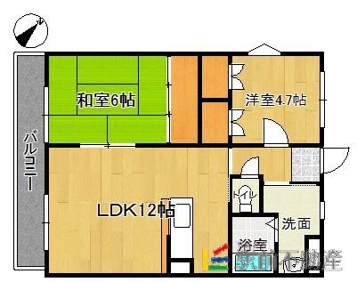 クレスト尾崎2号館(2LDK/2階)の間取り写真