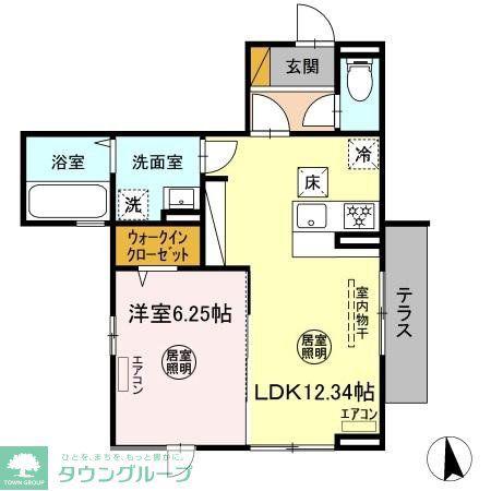 ロイヤルガーデン ソラーナ(1LDK/1階)の間取り写真