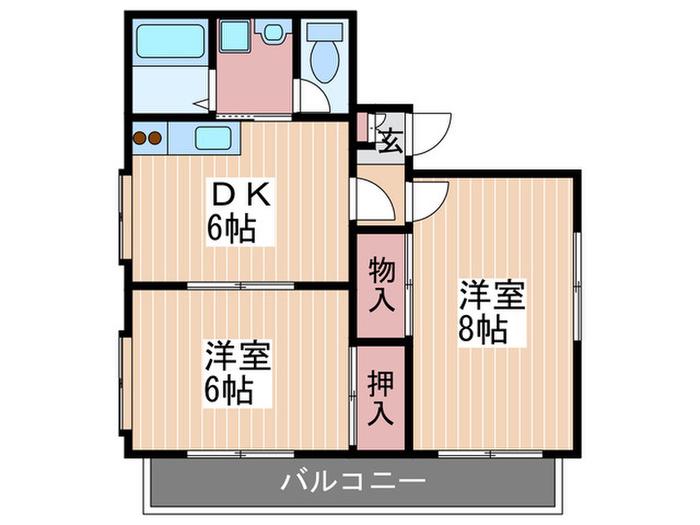 アサンテ南観音(2DK/3階)の間取り写真