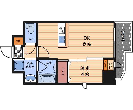 エステムコート大阪福島ルアーナ(1DK/13階)の間取り写真