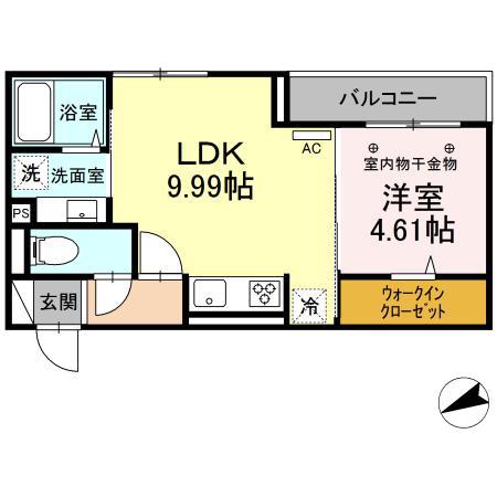 D-ROOMT.MII(1LDK/2階)の間取り写真
