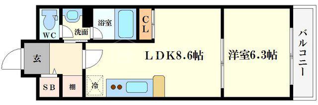 コンソラーレ土佐堀(1LDK/3階)の間取り写真
