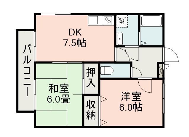 パナホーム宇宿(2DK/2階)の間取り写真