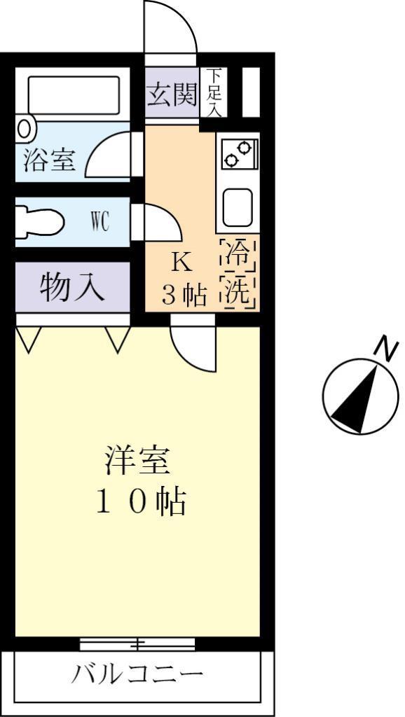 ルネッサンス二の宮(1K/3階)の間取り写真