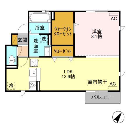 インペリアル(1LDK/1階)の間取り写真