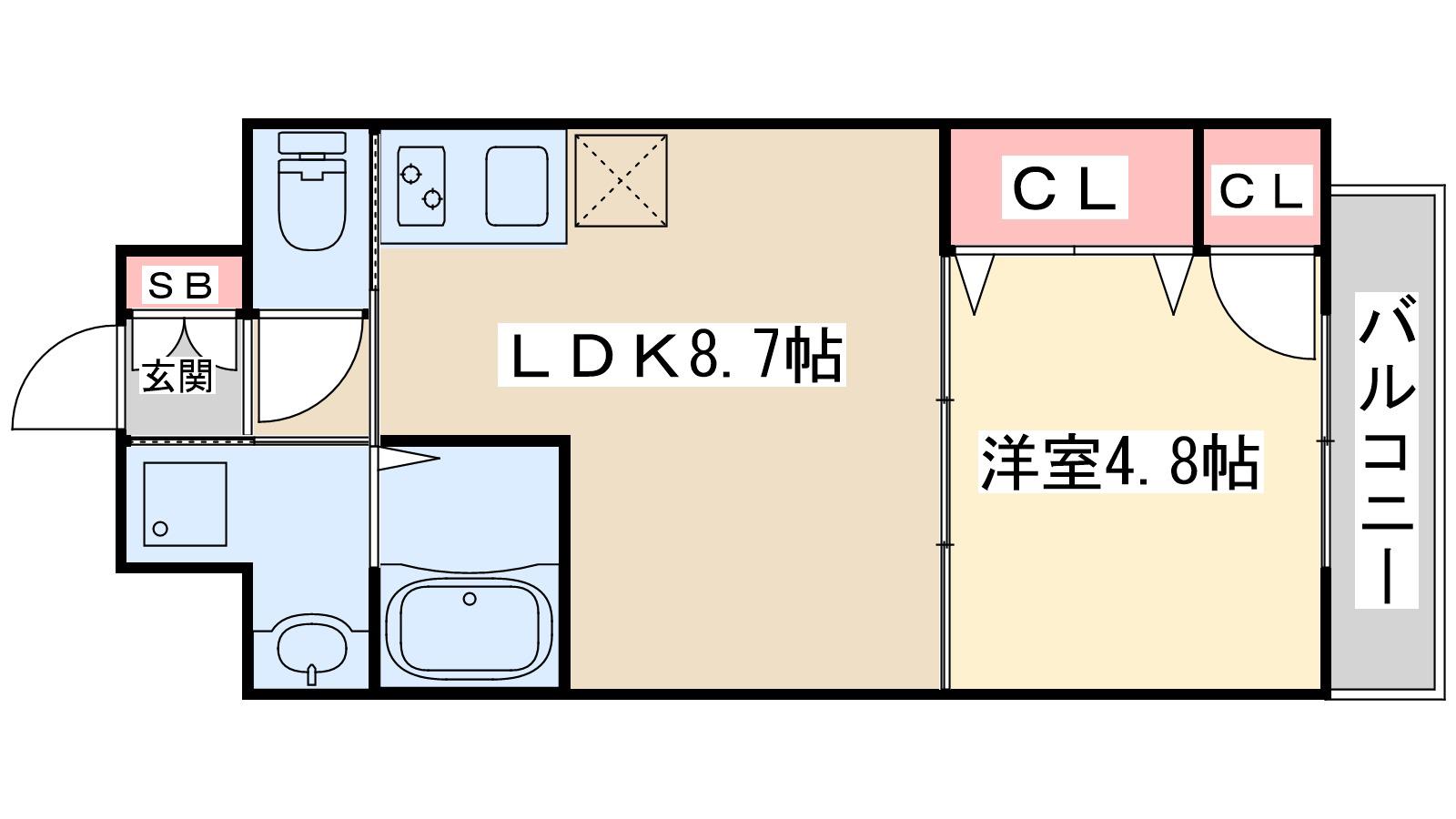 ハル江坂ヒガシ(1LDK/9階)の間取り写真