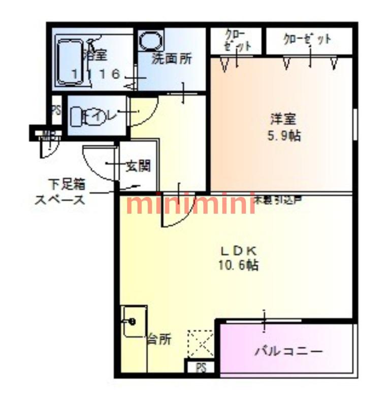 アイビーコート城南(1LDK/3階)の間取り写真
