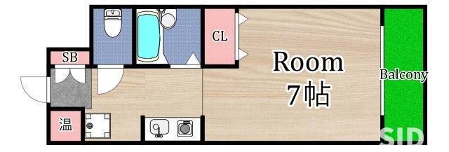 CASA ROSE HILL(1K/4階)の間取り写真
