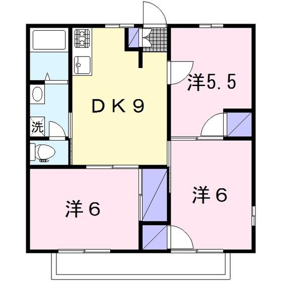 グリーンサイド桜ヶ丘(3DK/2階)の間取り写真