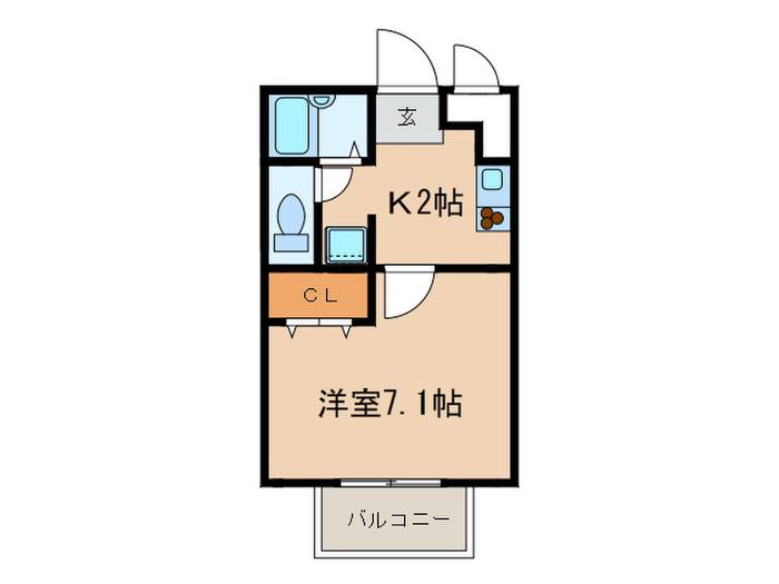 AMOURソフィア(1K/2階)の間取り写真